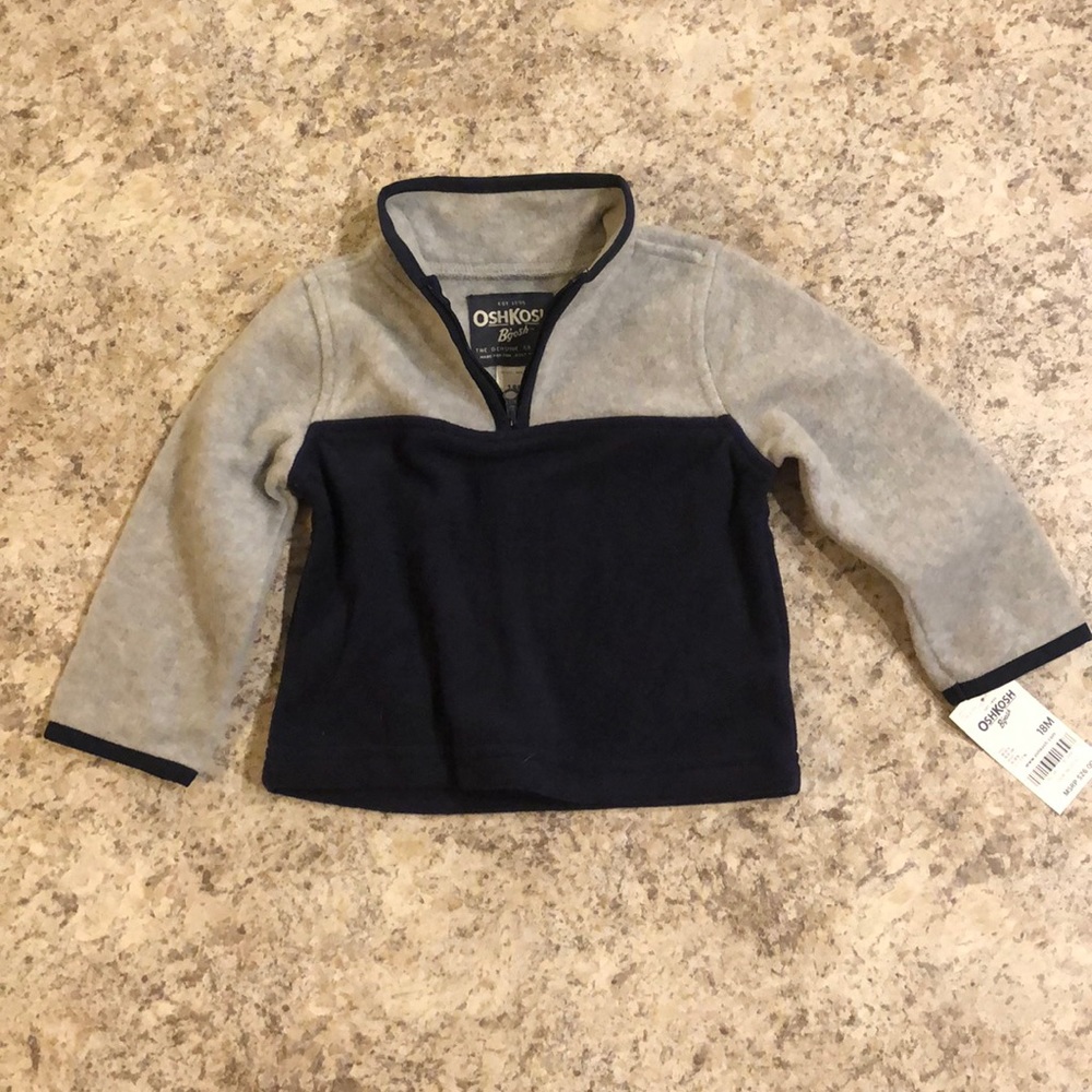 OshKosh 18 month fleece pullover NWT Gray and Blue